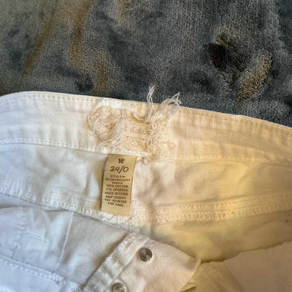 Altar'd State Cream Jean Shorts with Frayed Hem - Picture 3 of 5